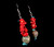 Vintage Sterling Silver Turquoise Red Coral Nugget Drop Dangle Earrings 2.5”
