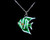 Vintage Sterling Silver Chinese Green Enamel Puffy Angel Fish Charm Pendant Necklace 18”