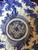 Antique Chinese Qing Porcelain Serving Bowl Dragons Floral White & Blue 9.5”