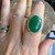Vintage Hollywood Regency Hobe Attrib Emerald Green & Diamante Statement Ring 9