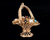 Vintage 14k Gold Basket Flowers Sapphire Tourmaline Ruby Pendant 3D Charm Moveable