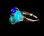Estate 14k Gold Cirari Lapis Lazuli Malachite Turquoise Cluster Ring s 7.25