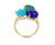 Estate 14k Gold Cirari Lapis Lazuli Malachite Turquoise Cluster Ring s 7.25
