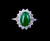 Vintage Platinum Green Jade Jadeite Diamond Engagement Wedding Halo Ring sz 7