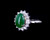 Vintage Platinum Green Jade Jadeite Diamond Engagement Wedding Halo Ring sz 7