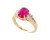 Estate 14k Yellow Gold 2.2cttw Ruby Cabochon Diamond Statement Ring sz 8.5