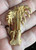 Vintage Hawaiian Hawaii Palm Tree Strumming Mermaid Gold Plated Pin Brooch 2"