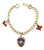 Vintage State Of Texas Enamel Lone Star Charms 1950s Bracelet Gold Plated ! 6.5"