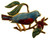 STUNNING VINTAGE GUILLOCHE ENAMEL BLUE RED GREEN BIRD EUROPEAN PIN