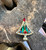 Vintage Hobe Christmas Tree Navette Glass Colorful Pave Rhinestone  Pin 1.5"H