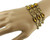 Antique Deco Hobe Rose Cut Amber Paste Stunning Triple Bracelet7" Gold Plated