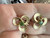 Vintage 50's Spinach Jade Bojar Gold Filled Gf Florentine Pin & Earrings1.5"