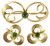 Vintage 50's Spinach Jade Bojar Gold Filled Gf Florentine Pin & Earrings1.5"