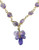 Vintage 70's Amethyst Tumbled Caged Stones Gold Plated Necklace Grapes Drop 25"