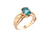 Estate 14k Rose Gold 1.14ct Green Blue Spinel Organic Vines Ring sz 6.5