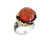 Estate Stambolian 18k Gold Aged Silver Carved Carnelian Floral Ring size 6.5