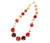 Vintage Sterling Red Agate and Crystal Bead Graduated Beaded Necklace 15.5”