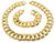 Vintage 1970's Gold Plated Big Flat Curb Link 7/8" W Necklace 18"  Bracelet 7.5"