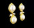 Vintage Gold Mabe Pearl Drop Dangle Disco 70s Classic Post Back Earrings 1.5”