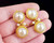 Vintage Gold Mabe Pearl Drop Dangle Disco 70s Classic Post Back Earrings 1.5”