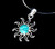 Estate Sterling Silver Turquoise Sun Celestial Charles Albert Pendant Necklace 20”