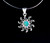 Estate Sterling Silver Turquoise Sun Celestial Charles Albert Pendant Necklace 20”