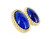 Vintage Gold Tone Christian Dior Lapis Lazuli Glass Mid Century Earrings 1.25”