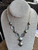 Antique Deco Sterling Paste Glass Filigree Beaded Drop Necklace