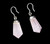 Vintage Sterling Silver Rose Quartz Crystal Point Gemstone Drop Dangle Earrings