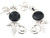 Vintage Deco Sterling  Pretty Onyx Flower Necklace  Earrings Drop Dangle Set 16"
