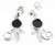 Vintage Deco Sterling  Pretty Onyx Flower Necklace  Earrings Drop Dangle Set 16"