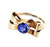 Antique 10k Yellow Gold .53ct Ceylon Cornflower Blue Sapphire Ribbon Ring sz 4