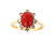 Vintage 14k Yellow Gold 1.02cttw Oxblood Red Coral Diamond Cute Ring sz 5