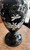 Antique Victorian Mourning Black Opaline Art Glass Bud Vase White Enamel Floral