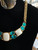 Vintage Yves Saint Laurent GP White Resin Blue Glass Runway Couture Necklace 18"