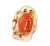 Vintage 14k Grade A Natural Orange 15.42 Jade Jadeite Diamond Abstract Ring 7.5
