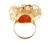 Vintage 14k Grade A Natural Orange 15.42 Jade Jadeite Diamond Abstract Ring 7.5