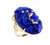 Vintage MCM 14k Yellow Gold Carved Lapis Lazuli Diamond Large Statement Ring s 7