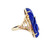 Vintage MCM 14k Yellow Gold Carved Lapis Lazuli Diamond Large Statement Ring s 7