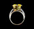 Vintage 14k Gold Fancy Cut Yellow Quartz Diamond CZ Elegant Statement Ring sz 7