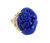 Vintage 14k Gold Carved Fu Dog Lapis Lazuli Diamond MCM Statement Ring sz 6.5