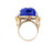 Vintage 14k Gold Carved Fu Dog Lapis Lazuli Diamond MCM Statement Ring sz 6.5