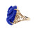 Vintage 14k Gold Carved Fu Dog Lapis Lazuli Diamond MCM Statement Ring sz 6.5