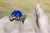 Vintage 14k Gold 28ct Hawaiian Carved Fu Dog Lapis Lazuli Diamond MCM Ring 6.5
