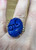 Vintage 14k Gold 28ct Hawaiian Carved Fu Dog Lapis Lazuli Diamond MCM Ring 6.5