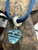 Pandora Sterling Blue Glass Heart Charm Multi Strand Fabric Cord Bracelet 8”