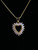 Vintage Gold Plated Over Sterling Marquise Pink CZ Heart Valentine Necklace 18”