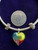 Pandora Sterling Silver Multi Color Dangle Heart Quartz Charm Bangle Bracelet 7"