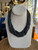 Vintage French Deco Black Bead 28 Strand Crystal Pave Buckle Bow Necklace 18”