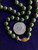 Vintage Dark Spinach Green Nephrite Jade 8mm Round Bead GP Necklace 18”